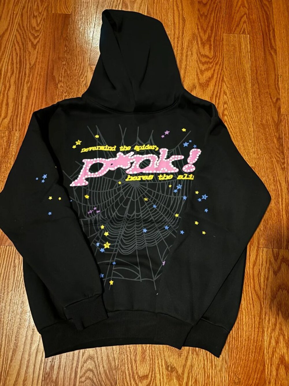 Black Graphic Hoodie Sweatshirt with Pink 'pink!' Script
